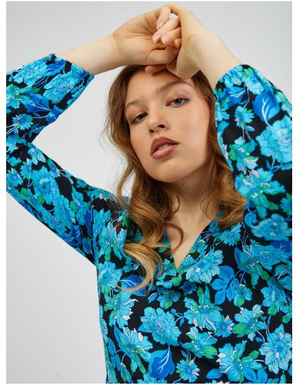 Čierno-modré dámske vzorované šaty