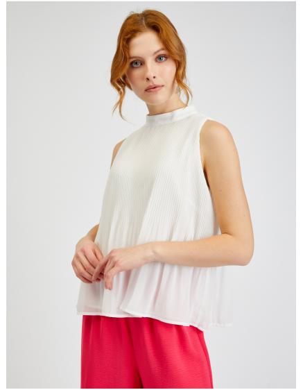 Fehér női rakott blúz