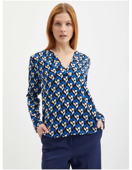 Modrá dámska vzorovaná blúzka
