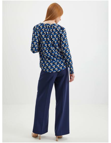 Modrá dámska vzorovaná blúzka