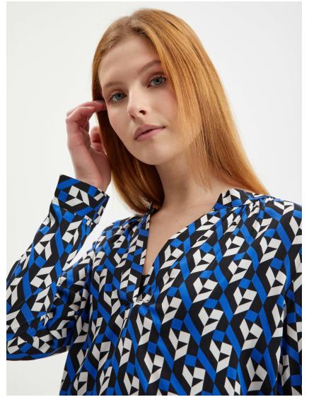 Modrá dámska vzorovaná blúzka