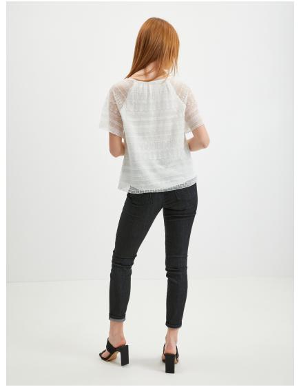 Biela dámska blúzka s čipkou