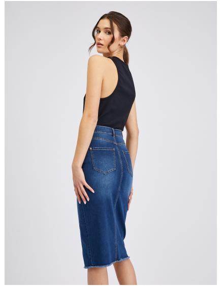 Modrá dámská džínová pouzdrová sukně