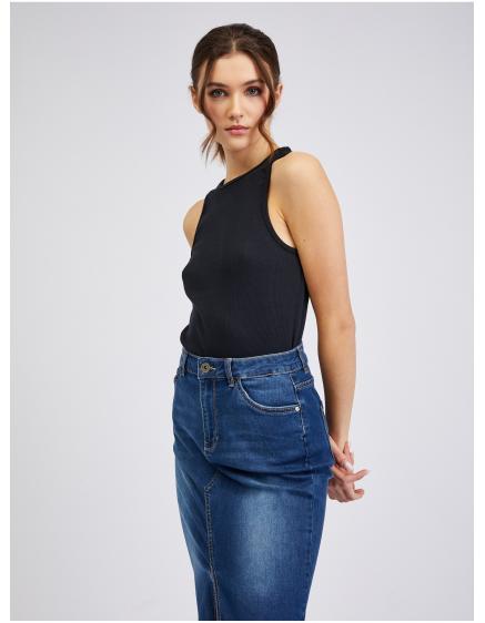 Modrá dámská džínová pouzdrová sukně