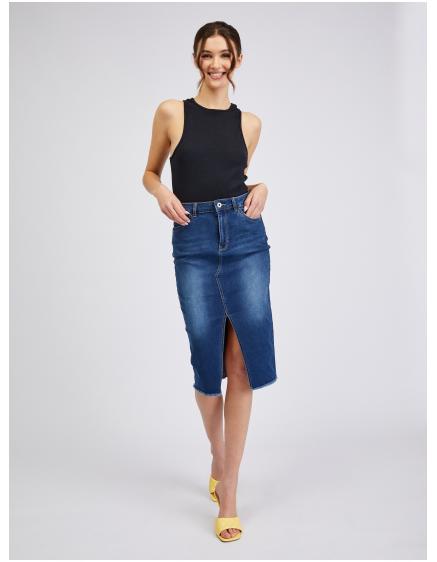 Modrá dámská džínová pouzdrová sukně