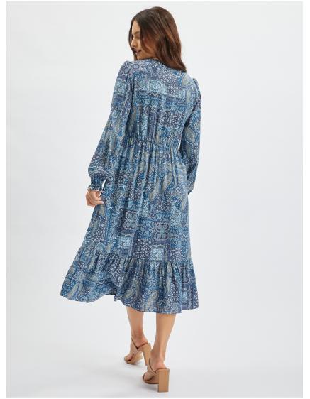 Modré dámske vzorované poltopánky