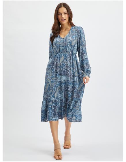 Modré dámske vzorované poltopánky