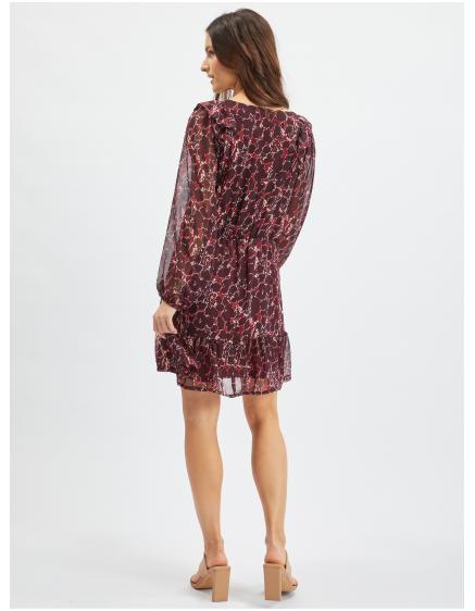 Vínové dámske vzorované šaty