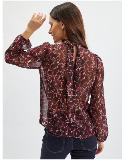Vínová dámska vzorovaná blúzka