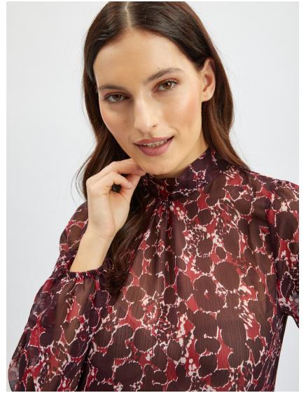 Vínová dámska vzorovaná blúzka