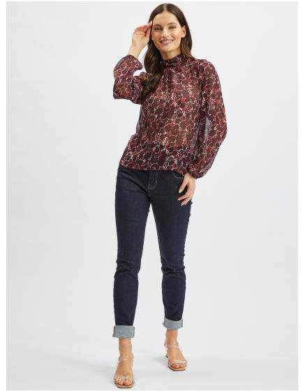 Vínová dámska vzorovaná blúzka