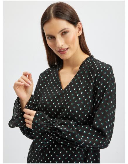 Čierna dámska vzorovaná blúzka