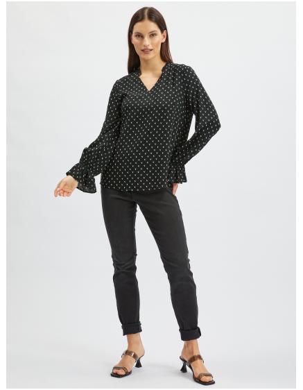 Čierna dámska vzorovaná blúzka