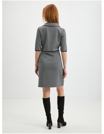 Čierne dámske vzorované svetrové šaty