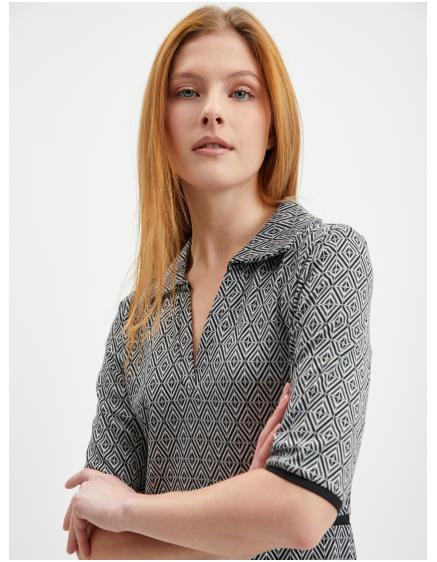 Čierne dámske vzorované svetrové šaty