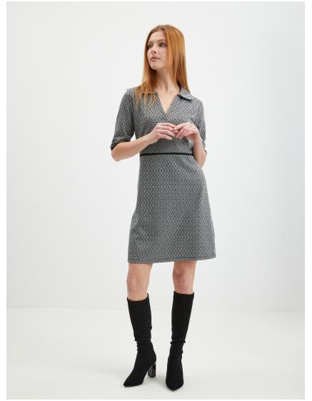 Čierne dámske vzorované svetrové šaty