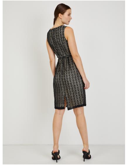 Béžovo-černé dámské pouzdrové šaty s páskem ORSAY 34