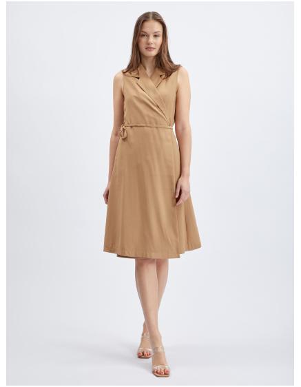 Svetlohnedé dámske zavinovacie šaty