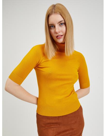 Žltý dámsky sveter s krátkym rukávom