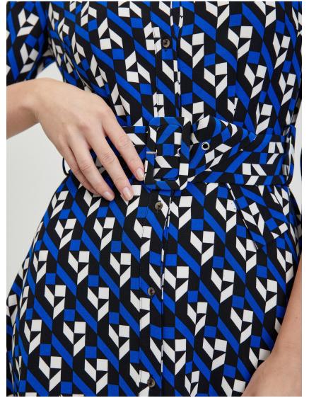 Černo-modré dámské vzorované šaty