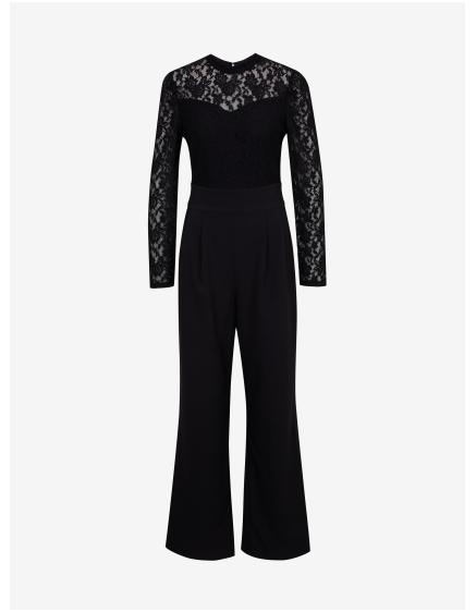 Fekete női kezeslábas csipkés részletekkel