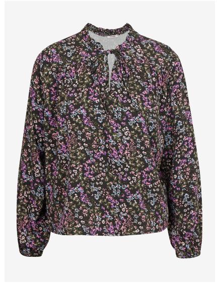 Černá dámská květovaná halenka