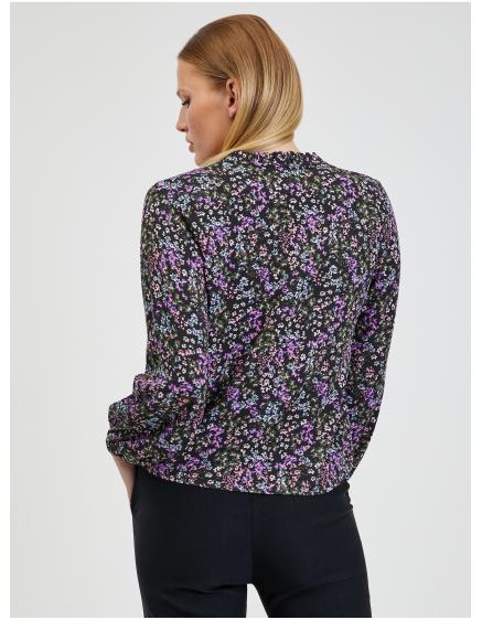 Černá dámská květovaná halenka