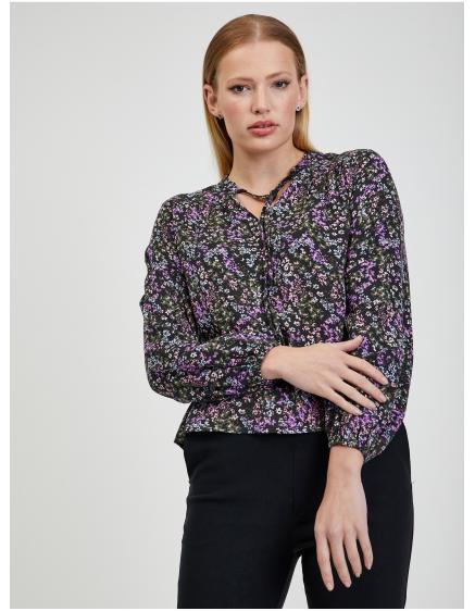 Černá dámská květovaná halenka