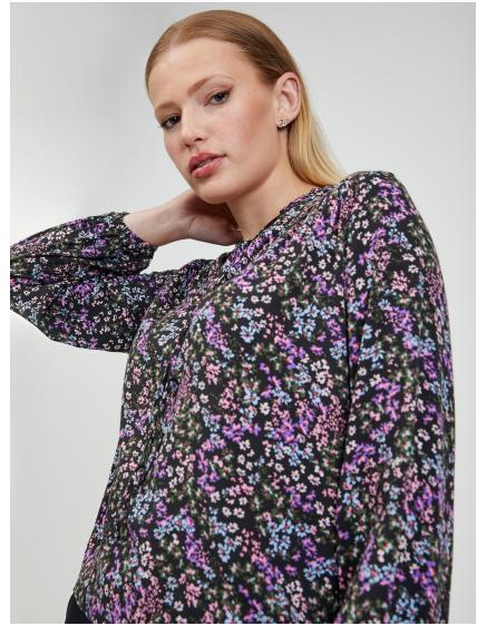 Černá dámská květovaná halenka