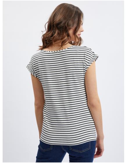 Krémovo-modrá dámska pruhovaná košeľa