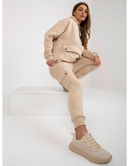 Dámská tepláková souprava s cargo kalhotami RITA béžová 