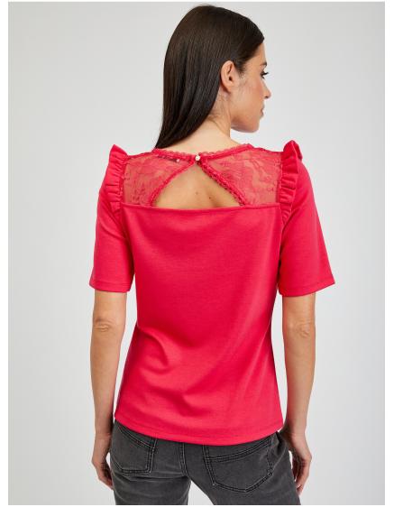 Tmavě růžové dámské tričko s průstřihem na zádech ORSAY S