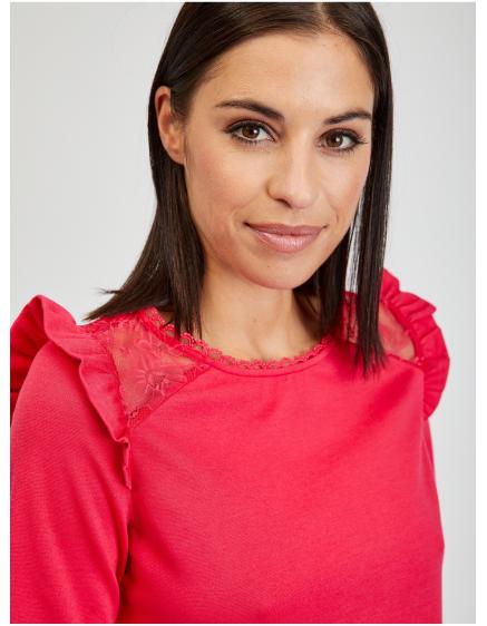 Tmavě růžové dámské tričko s průstřihem na zádech ORSAY S