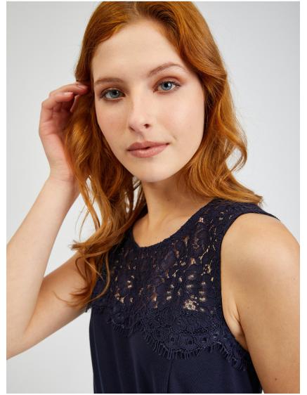 Tmavě modré dámské pouzdrové šaty s krajkou ORSAY 34