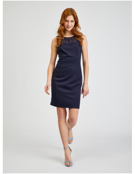 Tmavě modré dámské pouzdrové šaty s krajkou ORSAY 34
