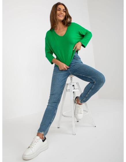 Női blúz szívecskés nyakkivágással MILENA zöld