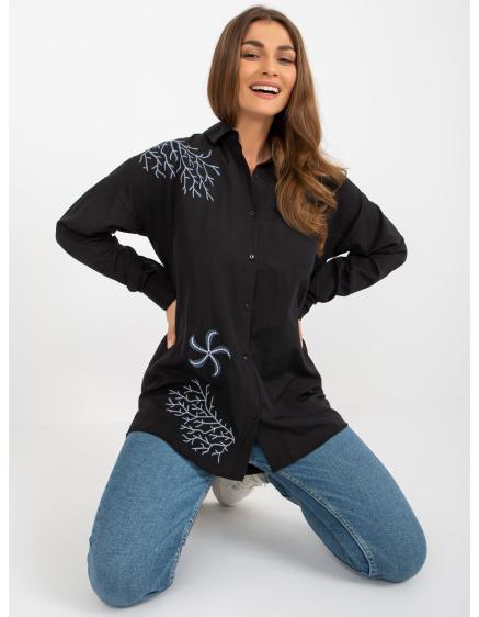 Dámská košile se zapínáním na knoflíky oversize BLANKA černá