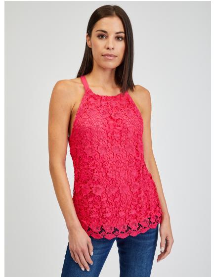 Tmavoružové dámske čipkované tielko