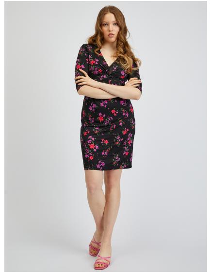 Čierne dámske kvetinové šaty