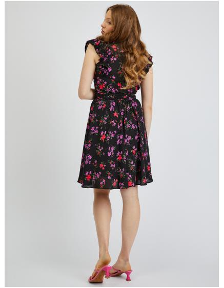 Černé dámské květované šaty