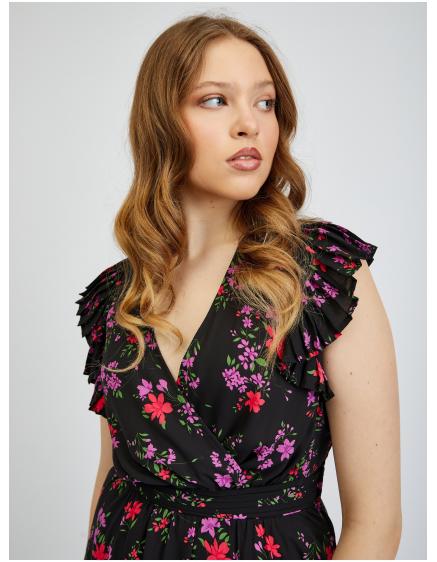 Černé dámské květované šaty