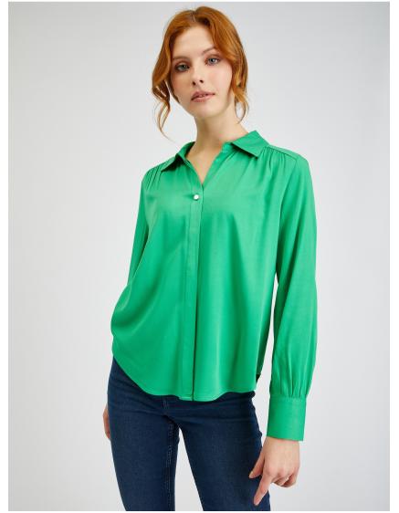 Zöld női szatén blúz