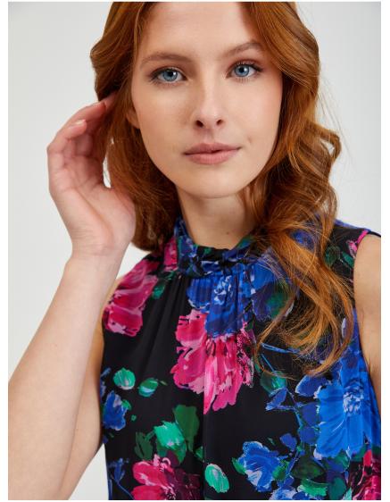 Černé dámské květované maxišaty