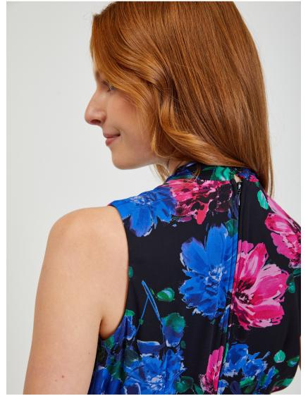 Černé dámské květované maxišaty