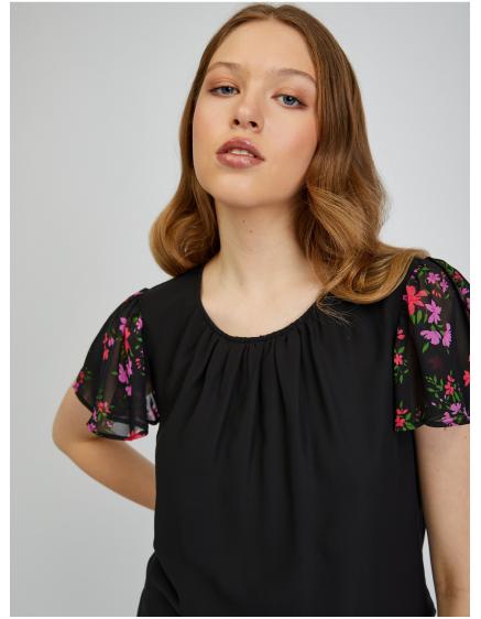 Černé dámské vzorované tričko