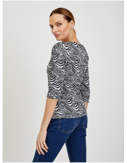 Bielo-čierne dámske vzorované tričko