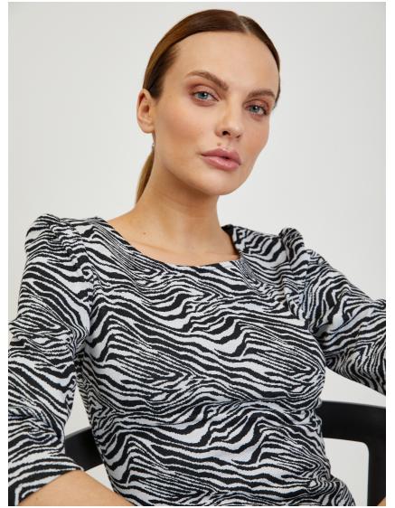 Bielo-čierne dámske vzorované tričko