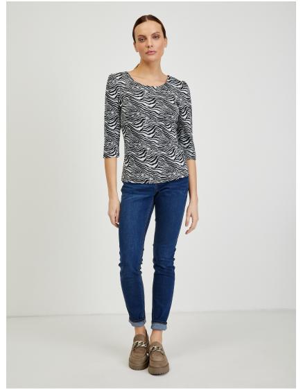 Bielo-čierne dámske vzorované tričko