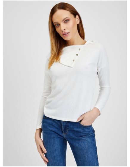 Biele dámske tričko s ozdobnými detailmi