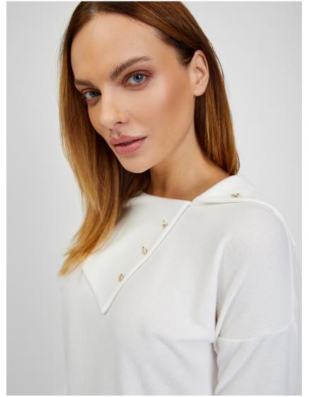 Biele dámske tričko s ozdobnými detailmi